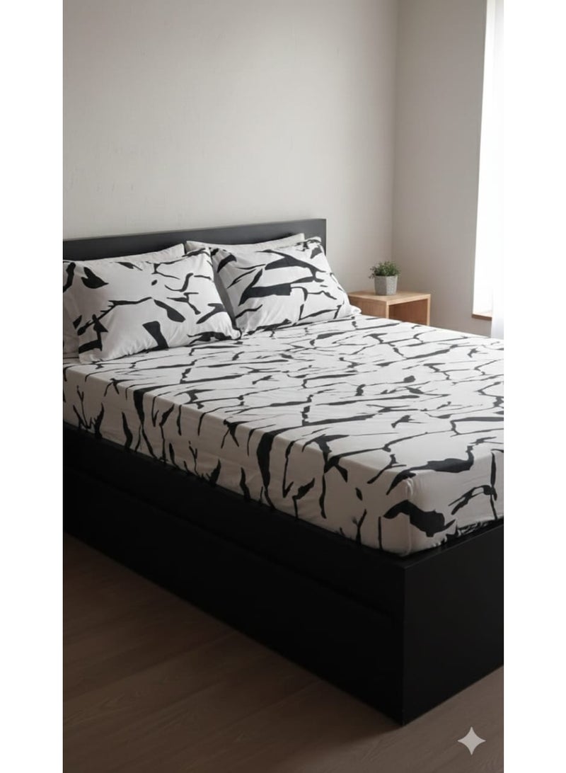 Large fitted sheet bed set consisting of three pieces: sheet + 2 pillowcases, 1.60 meter bed, high-quality materials - Image 2